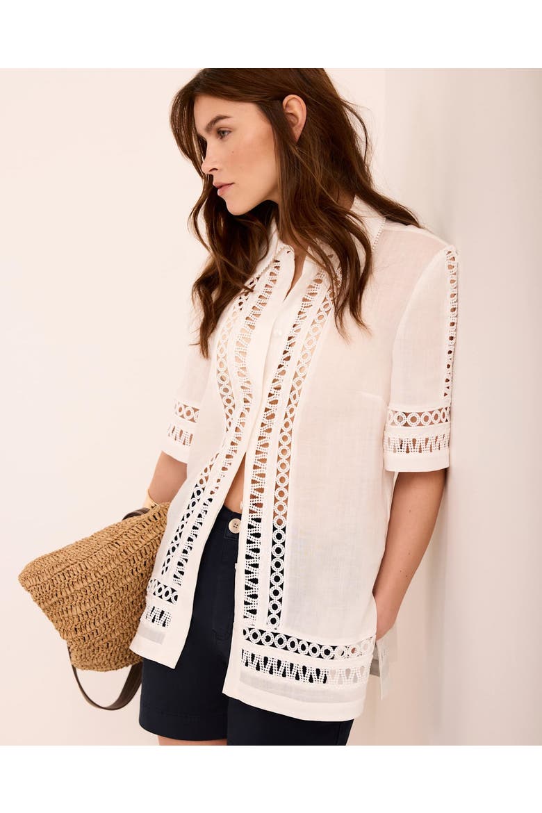 Ramie Resort Shirt, Alternate, color, Ivory