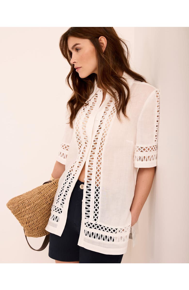 MINT VELVET Ramie Resort Shirt, Alternate, color, Ivory