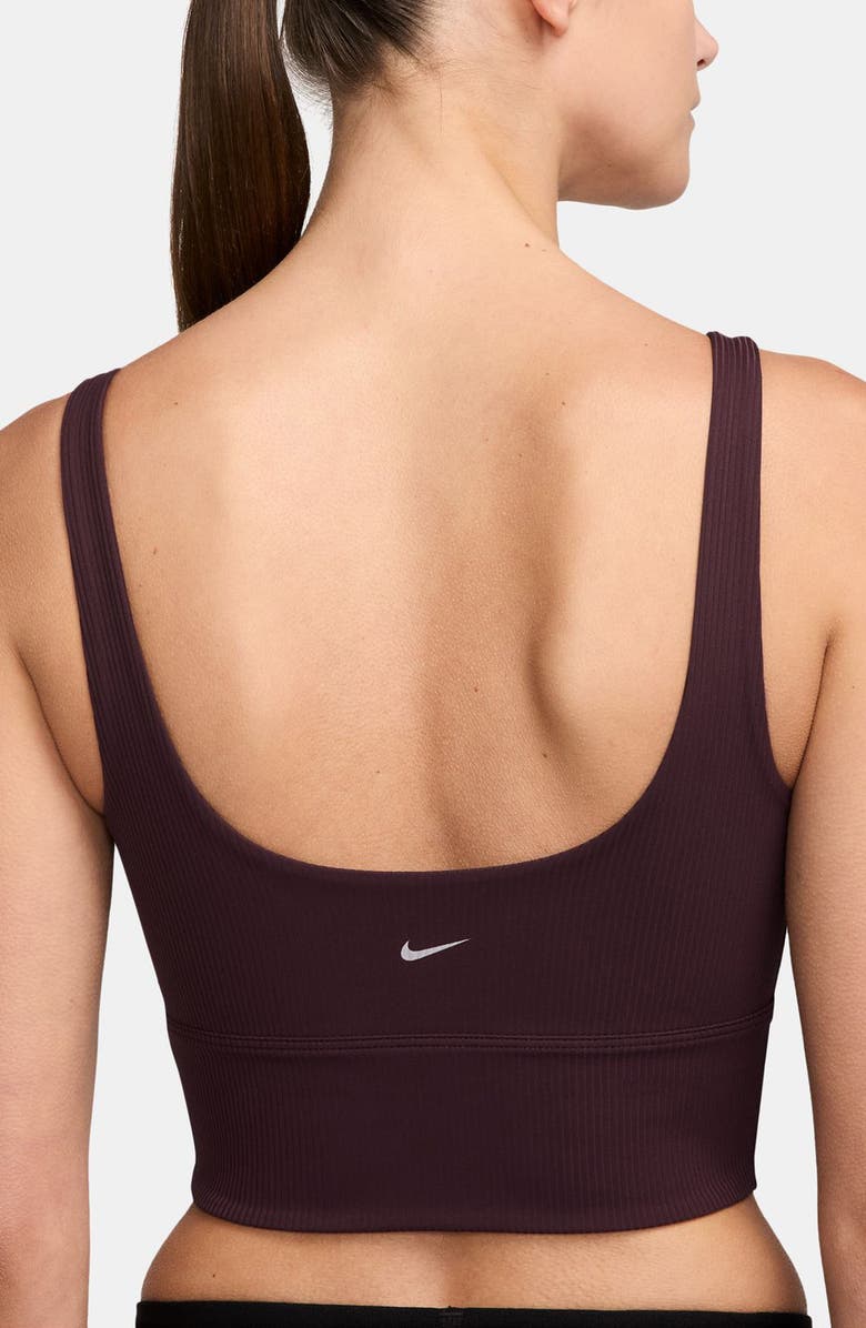 Nike Zenvy Rib Dri-FIT Longline Sports Bra, Alternate, color, Burgundy Crush/ White