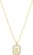 Adornia Crystal Mother of Pearl Initial Pendant Necklace