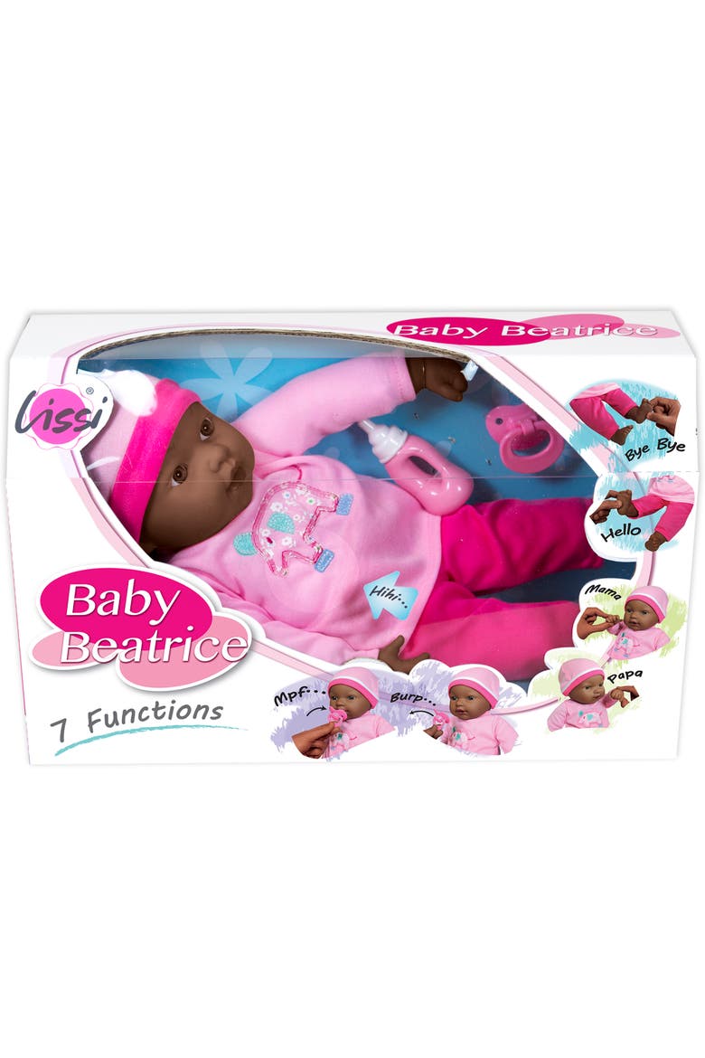 16 Inch Interactive African American Baby Doll, Hot Pink Elephant Outfit, Alternate, color, Multicolored