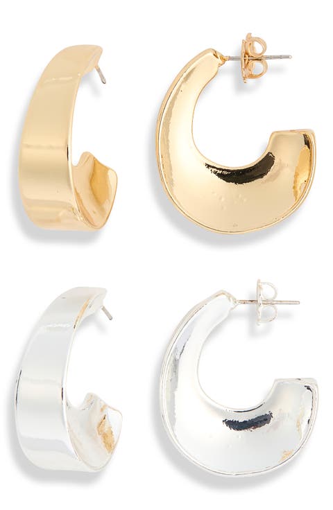 Set of 2 Wide Hoop Earrings