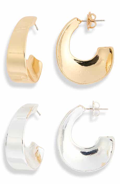 Set of 2 Wide Hoop Earrings