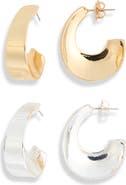 Leith Set of 2 Wide Hoop Earrings