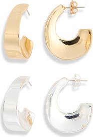 Leith Set of 2 Wide Hoop Earrings