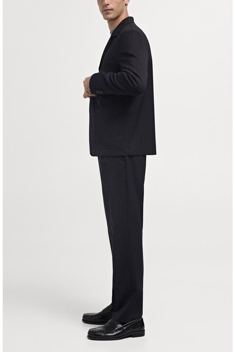Slim Fit Pleated Pinstripe Suit Pants, Alternate, color, DARK NAVY
