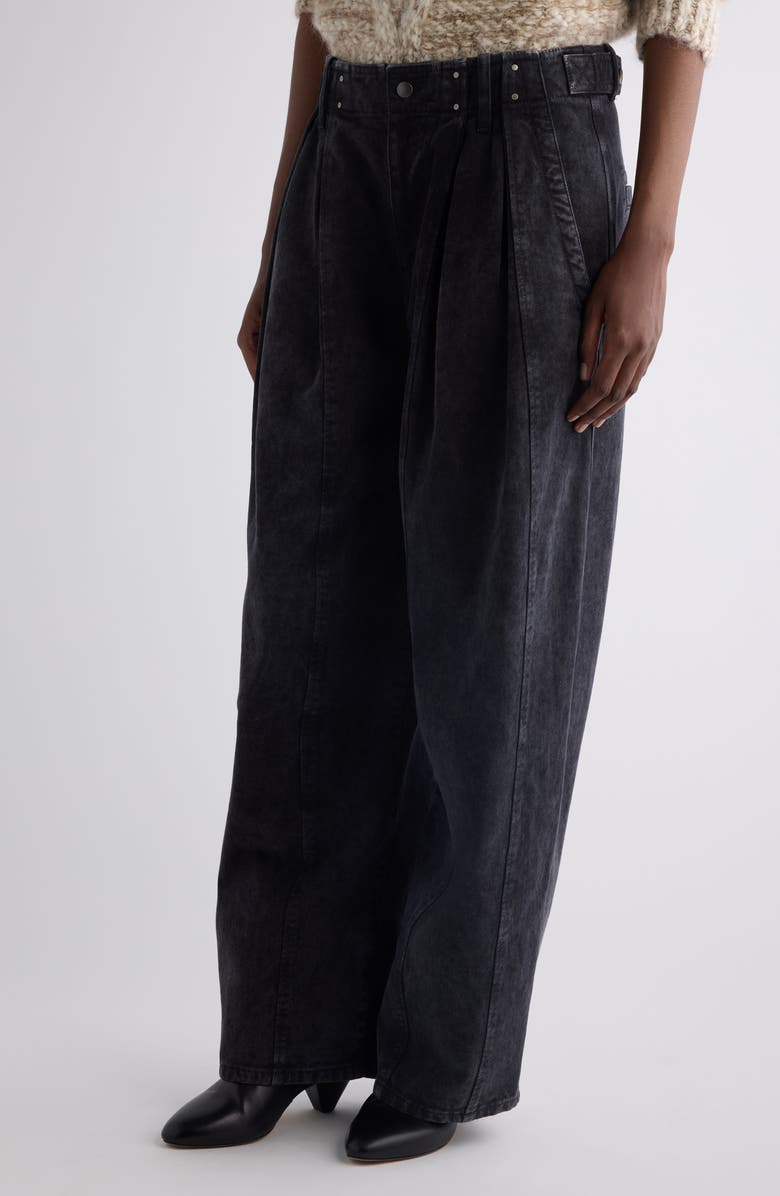 Isabel Marant Ireme Pleated Barrel Leg Jeans, Alternate, color, Faded Black