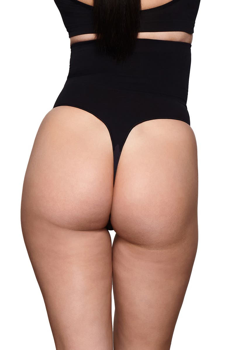 SKIMS Seamless Sculpt High Waist Thong, Alternate, color, Onyx