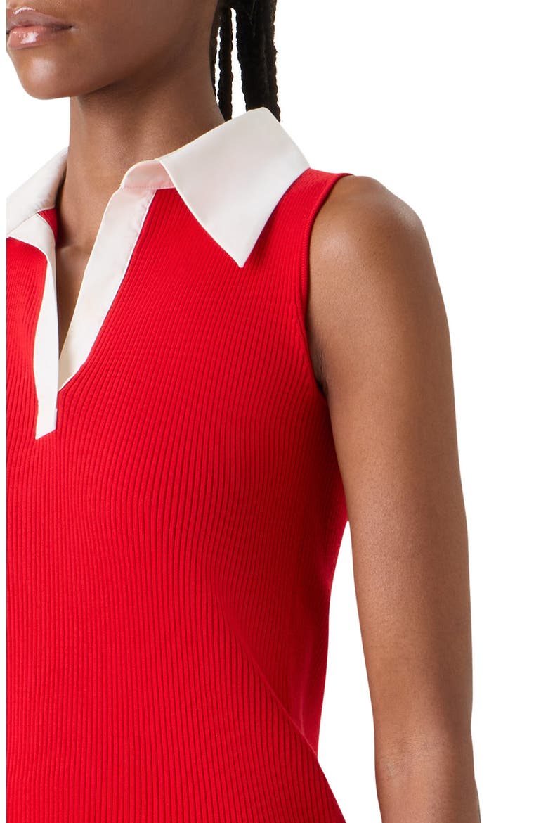 Fitted Colorblock Virgin Merino Wool Polo Sweater Vest, Alternate, color, RED-CREAM