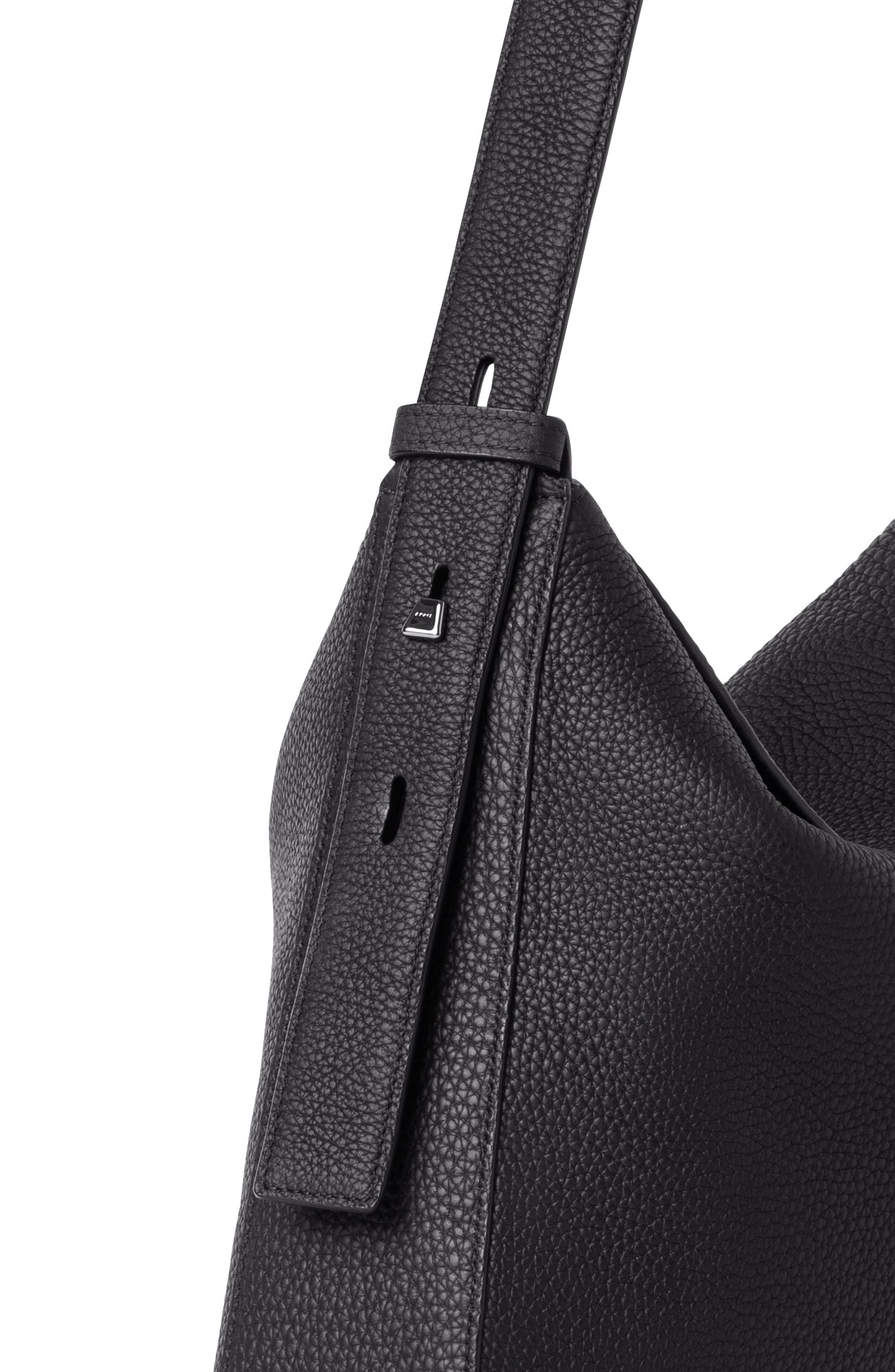 Akris Medium Anna Leather Hobo Bag, Alternate, color, 009 Black