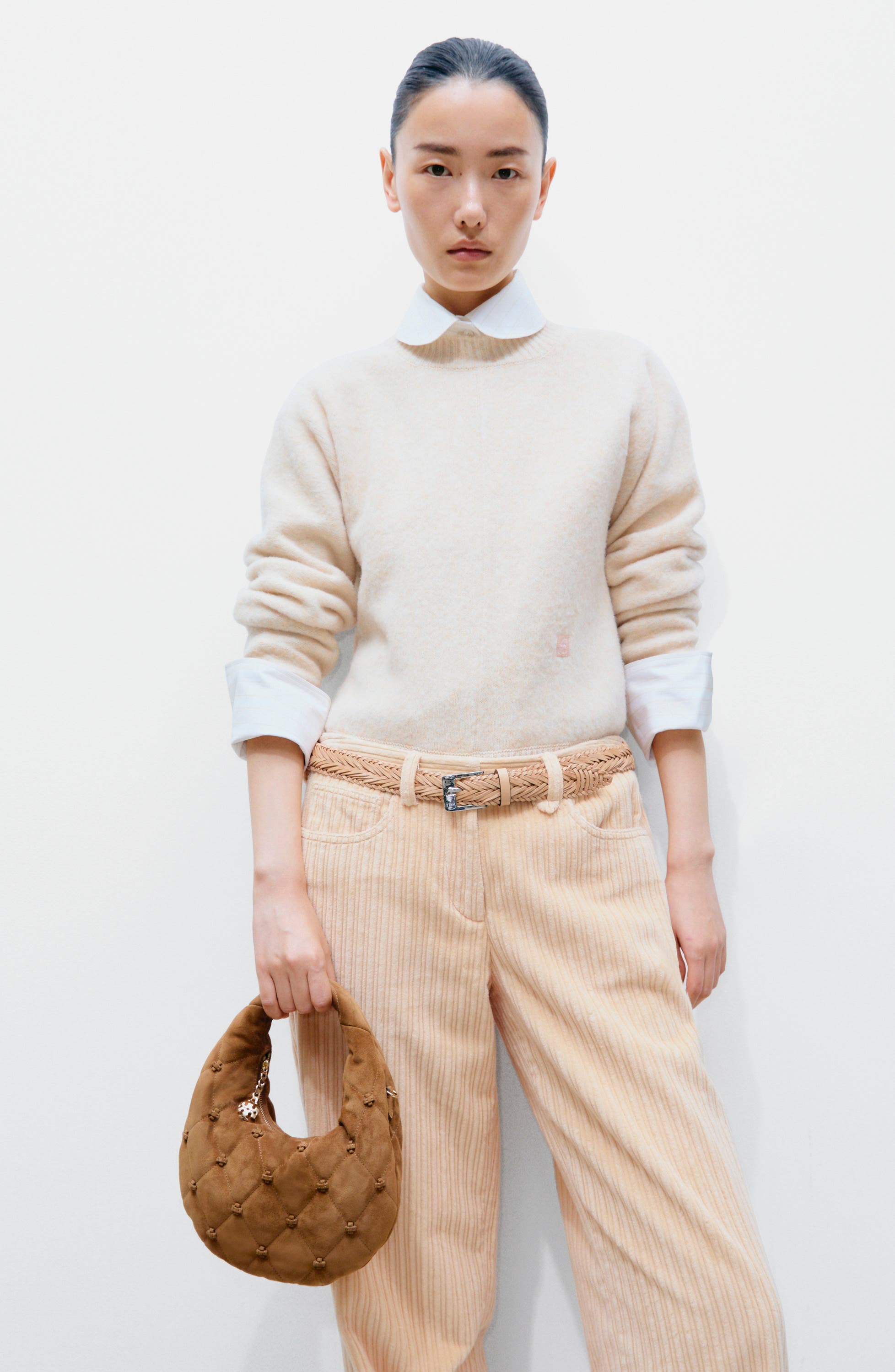 Bunny Knot Suede Top Zip Bag, Alternate, color, TOFFEE