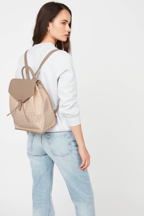 Lancaster Backpack With Flap And Snap Closure Ikon In Beige