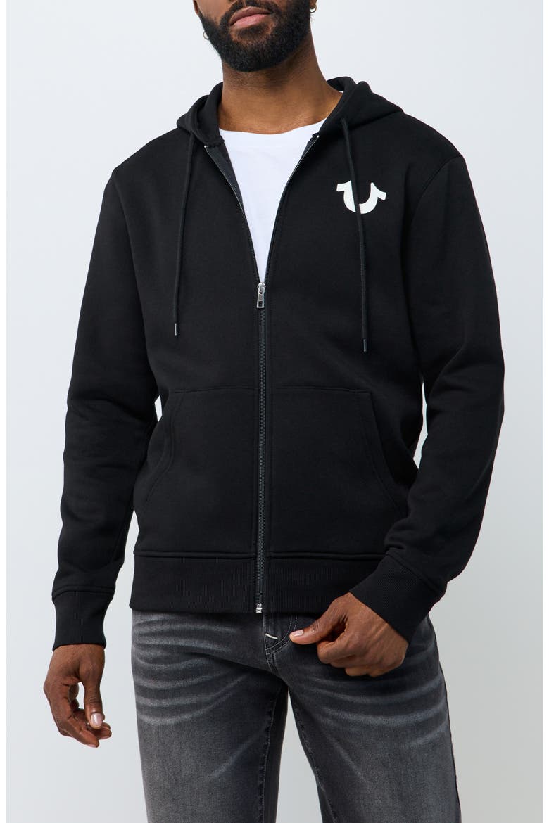 Tossed Buddha Full Zip Hoodie, Main, color, JET BLACK