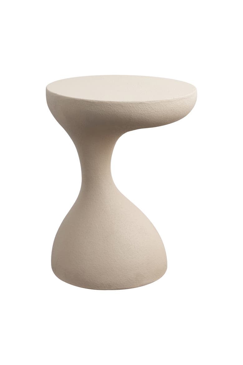 Brady Minimalist Geometric Polyresin Indoor/Outdoor Accent Table & Garden Stool, All-Weather Sculptural Side Table, Main, color, Mocha