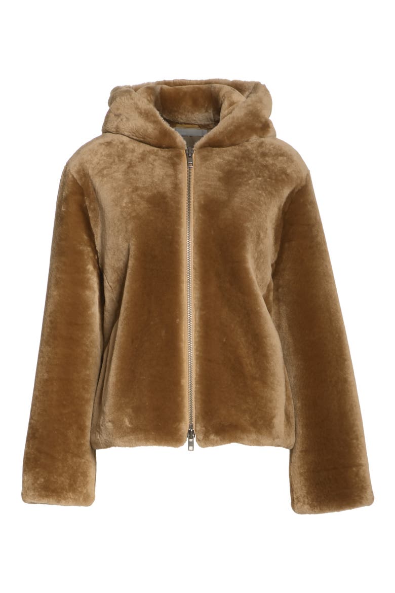 Plush Fleece Zip Front Hoodie, Alternate, color, CAMEL