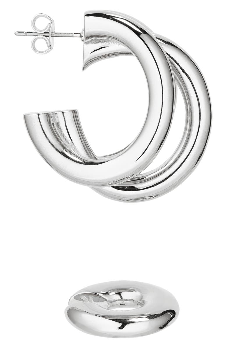 Rabanne Triple Loop Hoop Earrings & Ear Cuff Set, Alternate, color, Silver