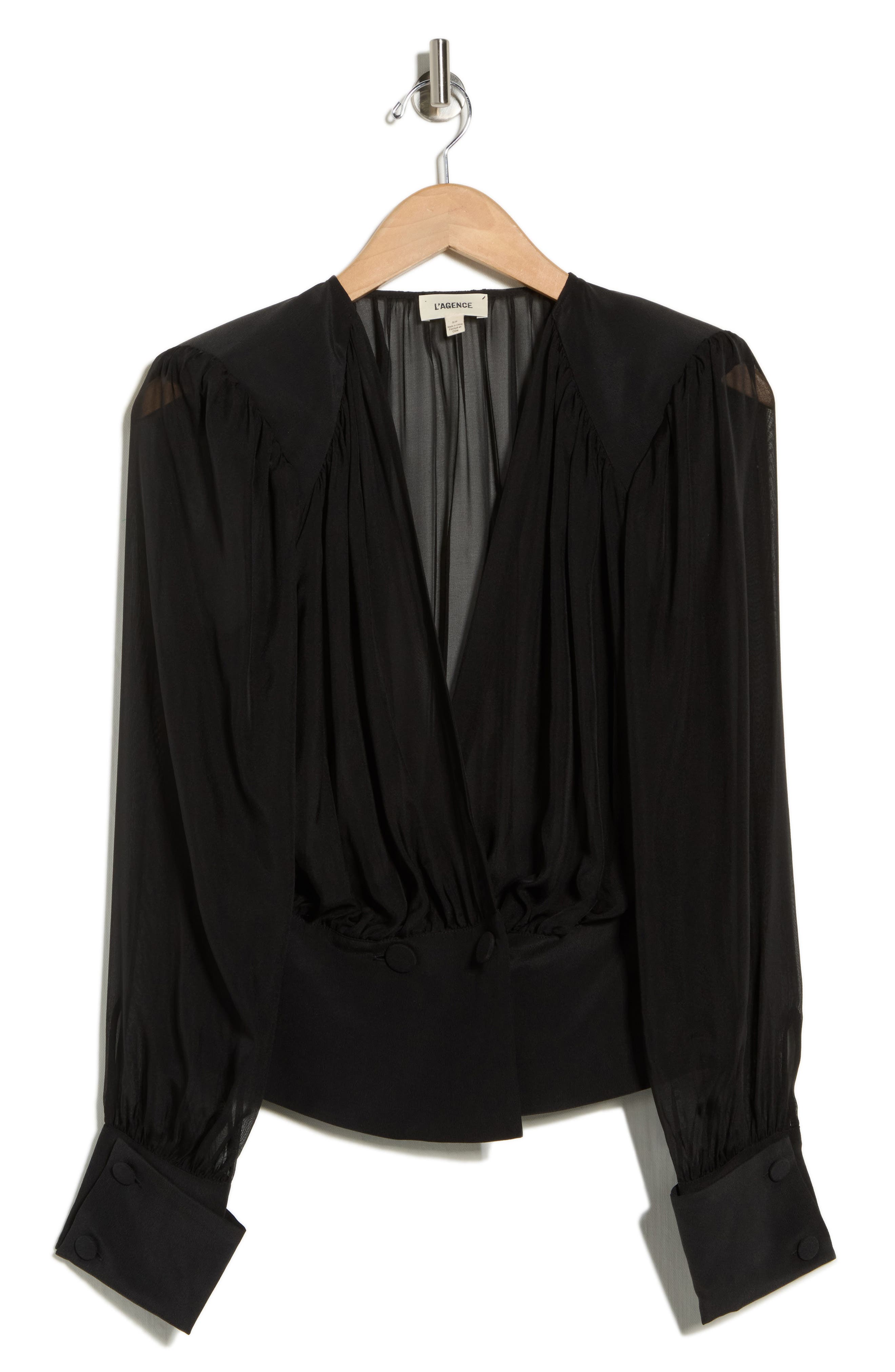 L'AGENCE Tan Wrap Front Silk Top