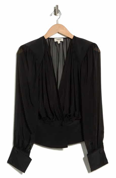 L'AGENCE Tan Wrap Front Silk Top