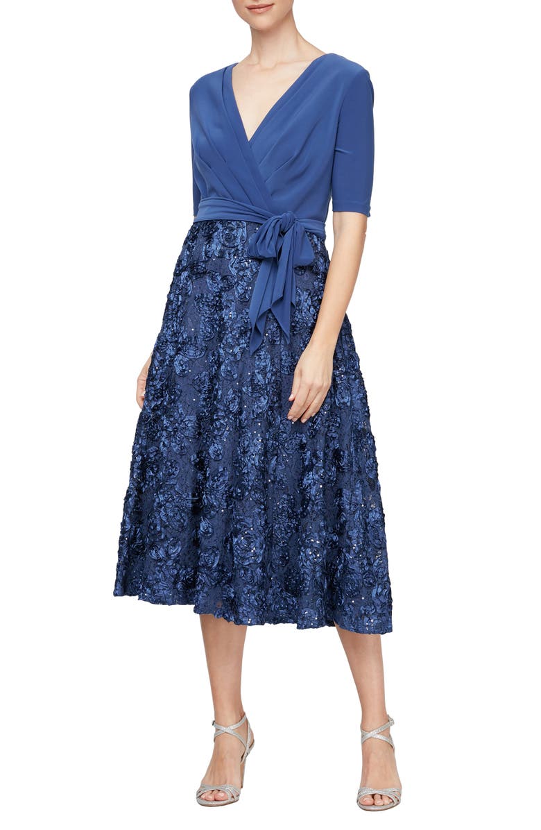 Alex Evenings Embellished Surplice Cocktail Dress, Main, color,