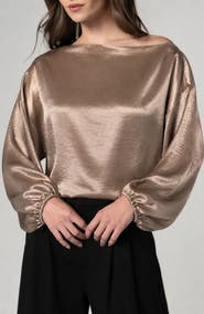 Liverpool Los Angeles Textured Satin Bateau Neck Top