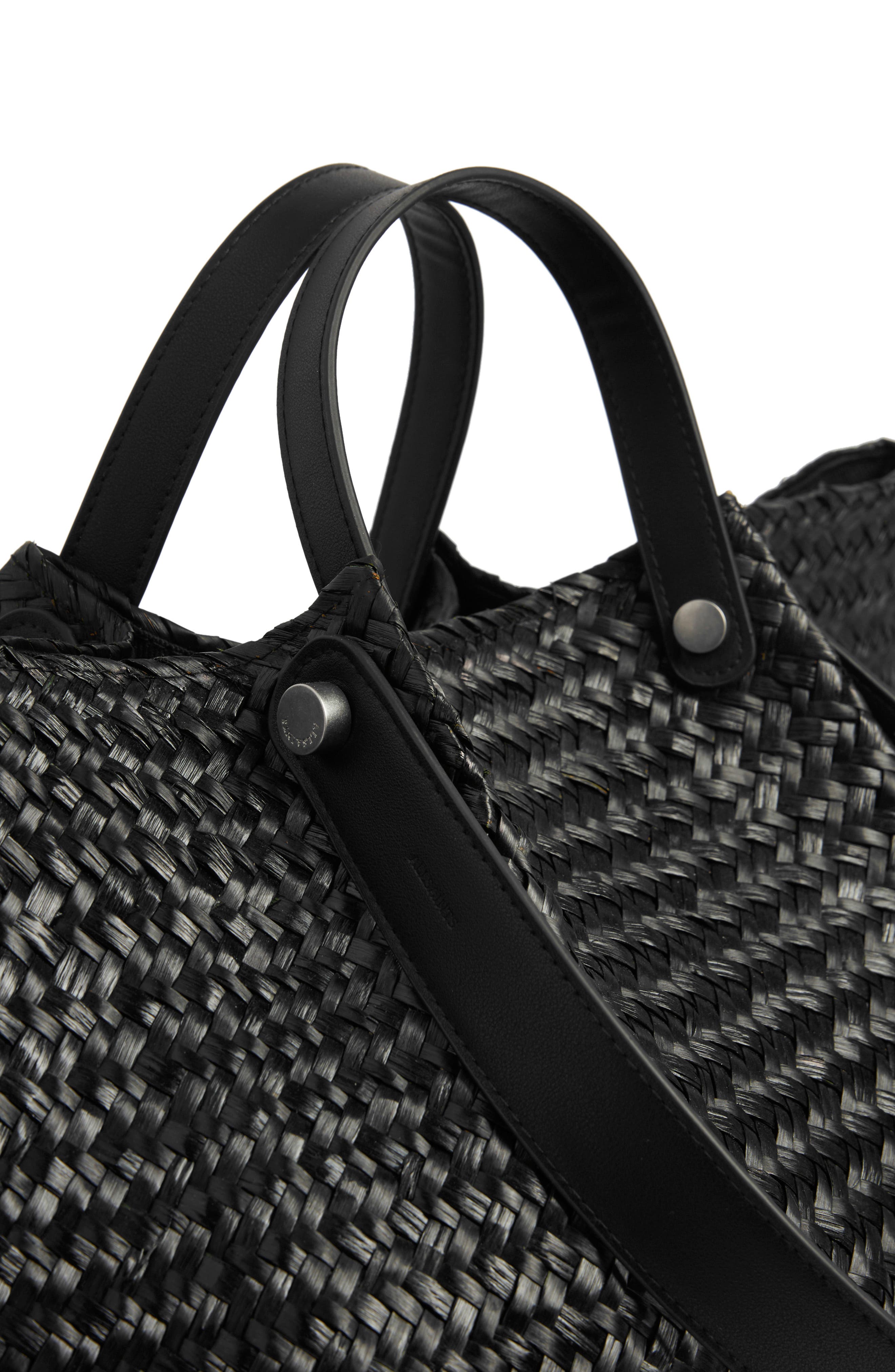 AllSaints Allington East West Straw Tote Bag, Alternate, color, 