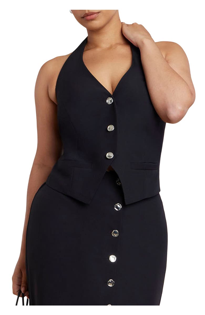 ELOQUII Halter Vest, Main, color, Black Onyx