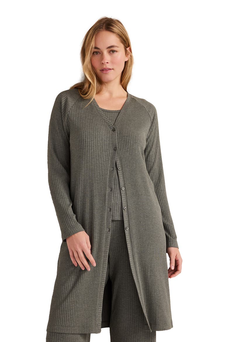 Drapey Rib Knit Duster, Main, color, Cypress Hthr