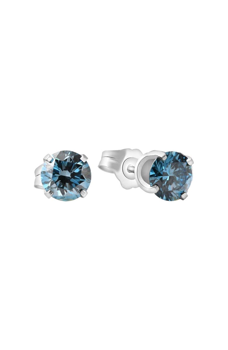 Bliss Diamond 1/2 - 4 Ct Blue Diamond Studs in 14k Gold Lab Grown, Alternate, color, White Gold - 1Ct