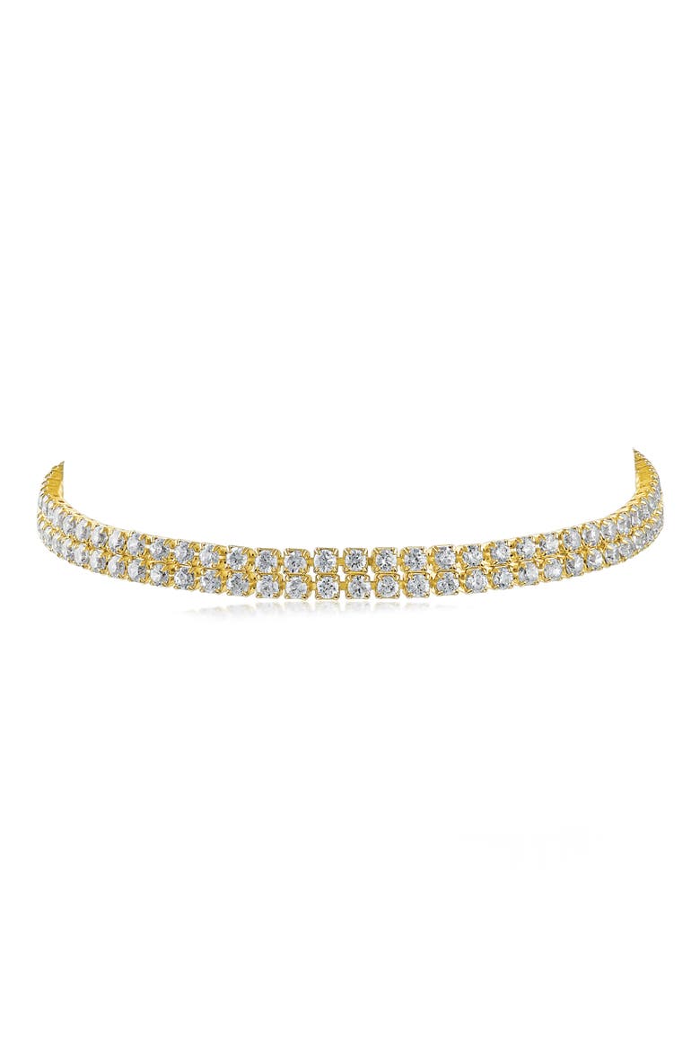 Double Row Flexible Cubic Zirconia Bracelet, Main, color, CLEAR/ GOLD