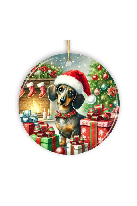 Santa Hat Dachshund Fireside Gifts Ornament