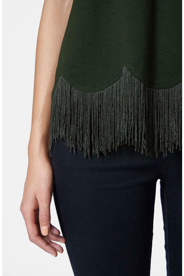 Fringe Scallop Tee, Alternate, color, DARK GREEN