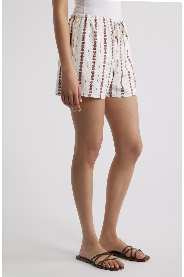 Shell Print Drawstring Shorts, Alternate, color, SEASHELL STRIPE