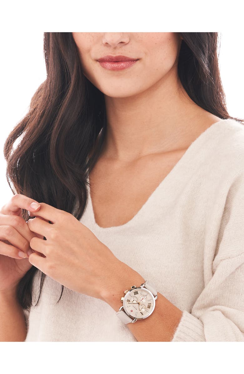 MICHELE Sporty Sport Sail Chronograph Watch Head with Silicone Strap, 38mm, Alternate, color,