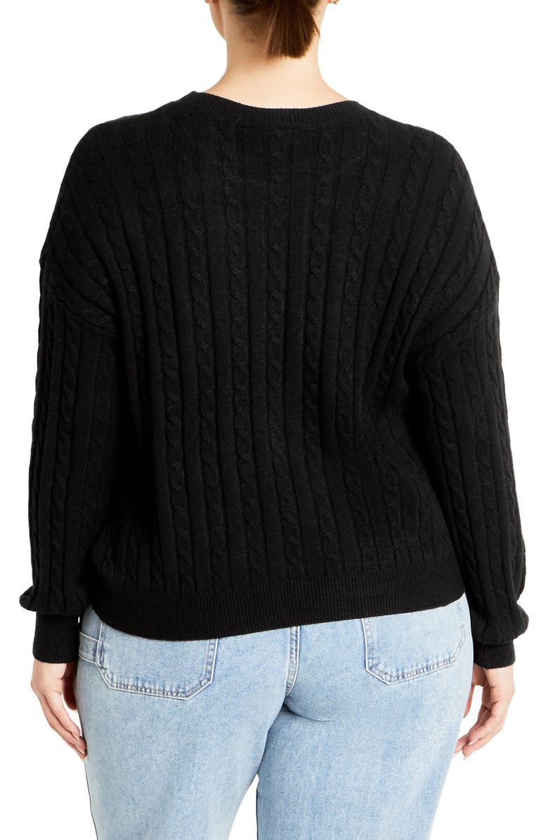 City Chic Kenia Cable Sweater, Alternate, color, 