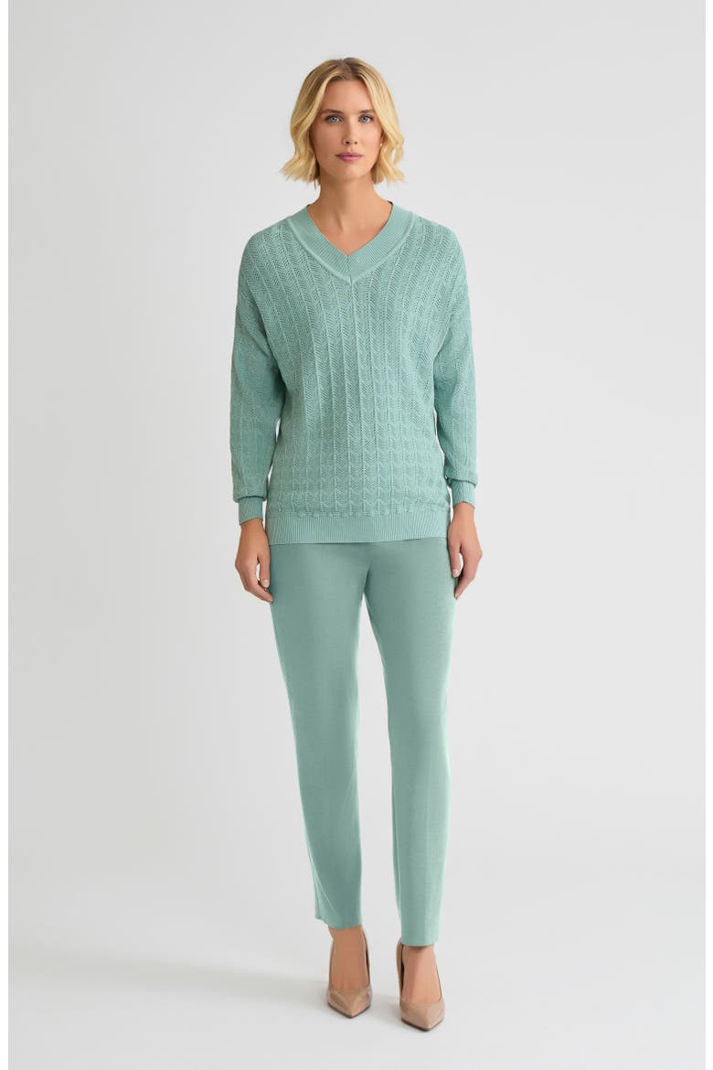 Relaxed Pointelle Soft Knit Sweater, Main, color, Mystic Green