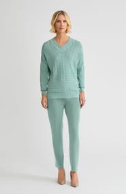 Misook Relaxed Pointelle Soft Knit Sweater