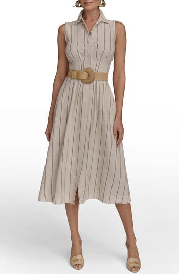 Stripe Linen Blend Shirtdress