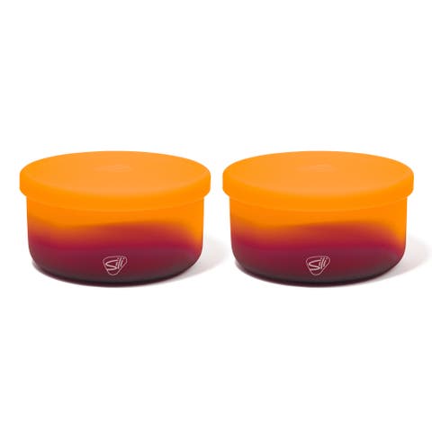 Silicone 30oz Lidded Bowls 2 Pack Sun Storm