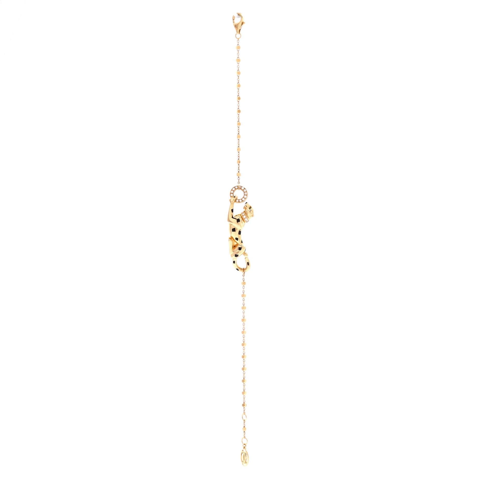 Panthere De Cartier Bracelet 18K Yellow Gold with Diamonds, Black Enamel and Tsavorite, Alternate, color, Metallic Gold