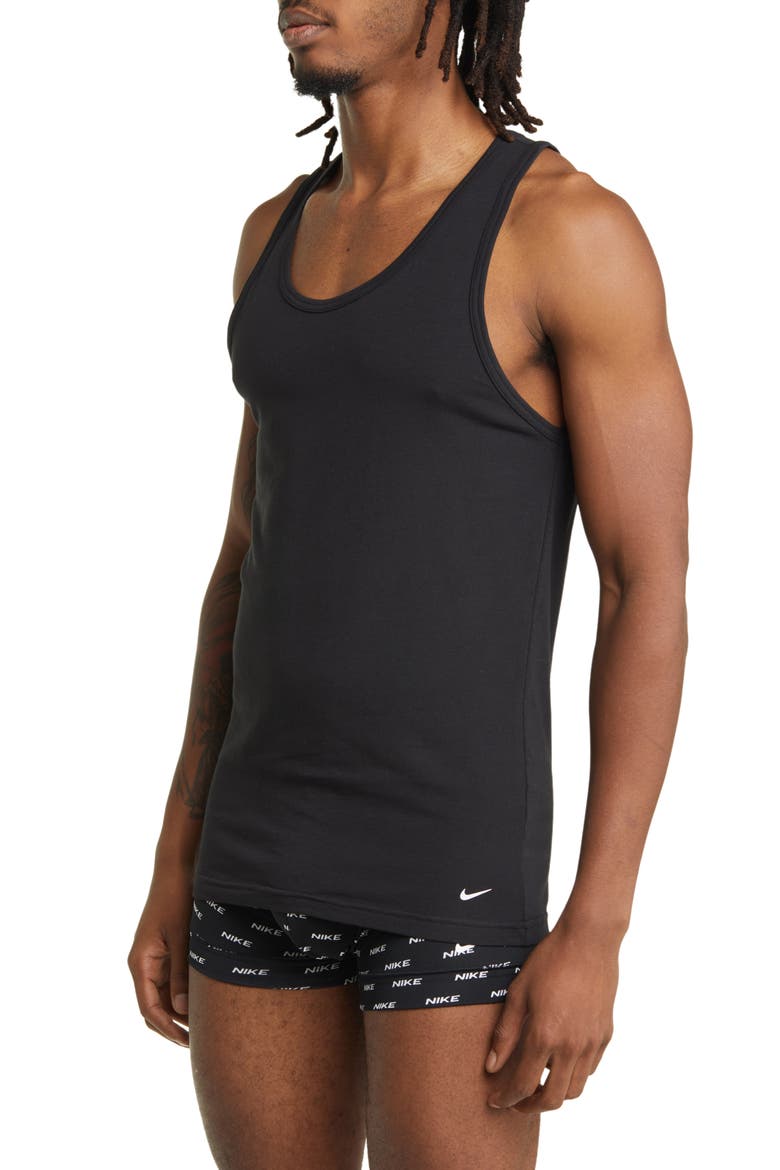 Men's 2-Pack Dri-FIT Stretch Cotton Tanks, Alternate, color, BLACK