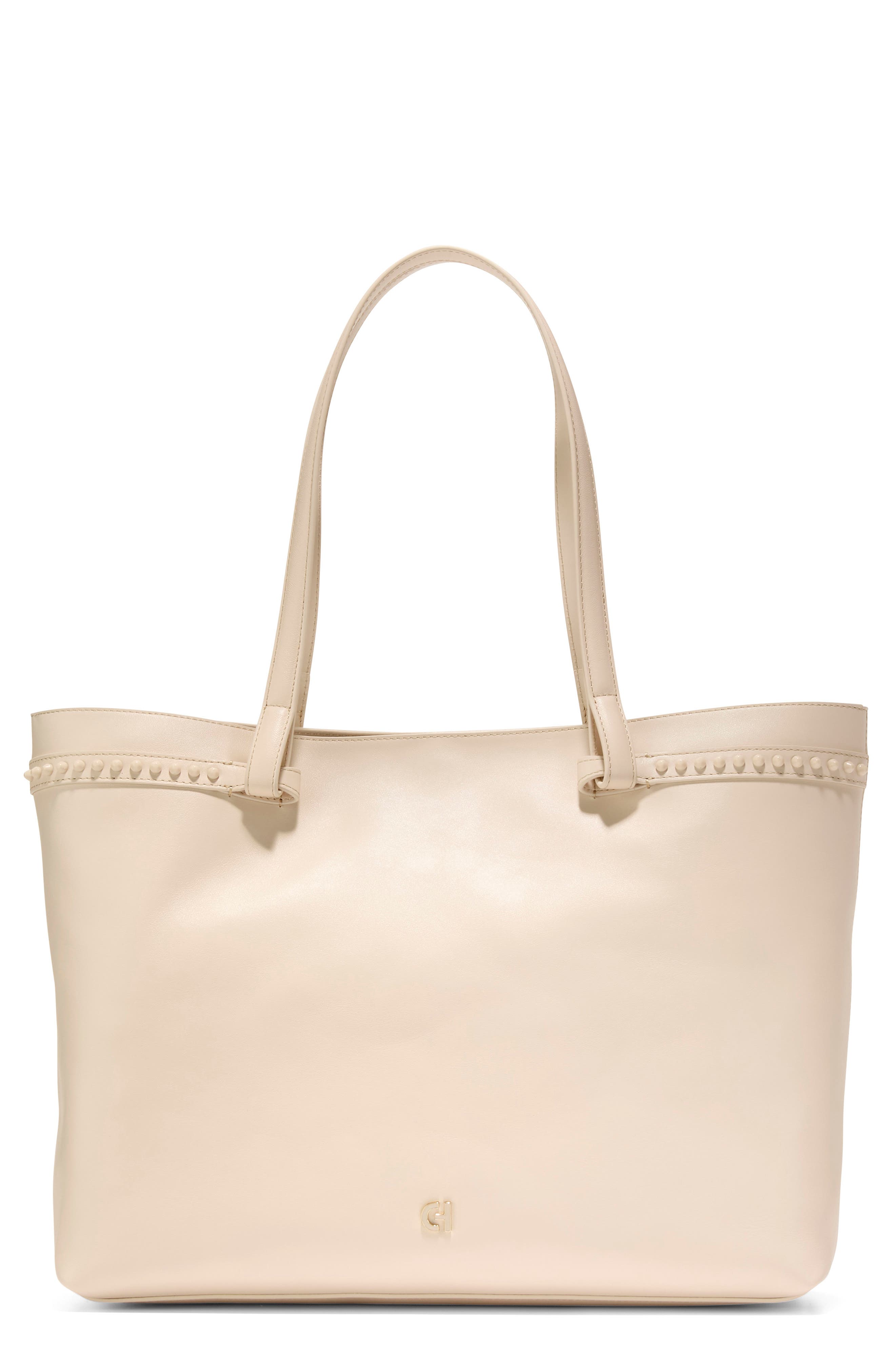 Essential Soft Leather Tote, Main, color, SAND DOLLAR