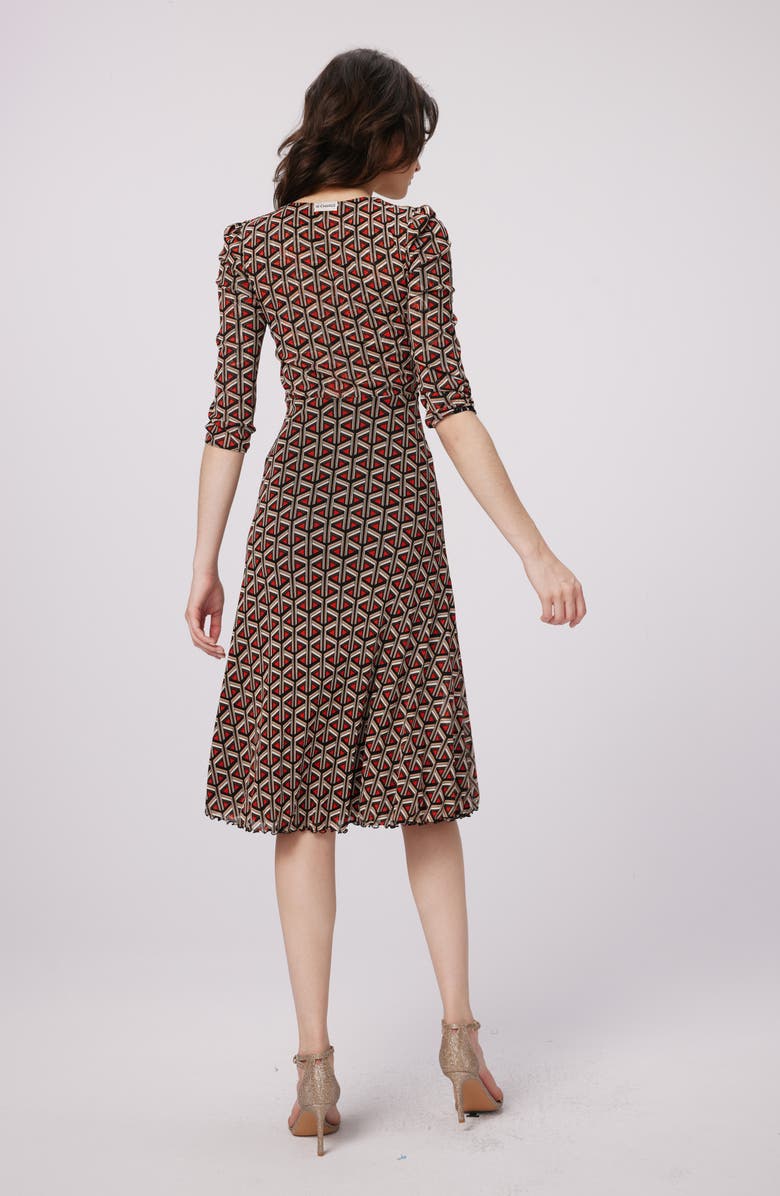 DVF Ivan Reversible Geo & Floral Print Dress, Alternate, color, 