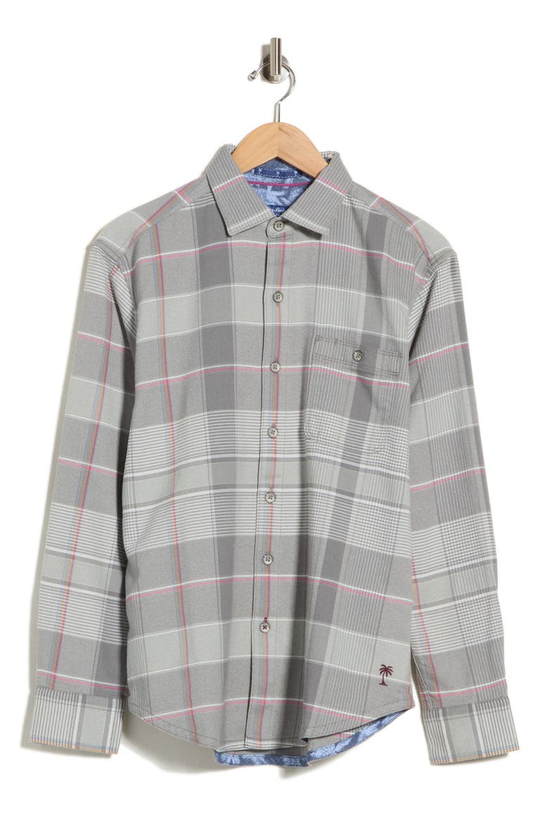 Canyon Beach Pebble Cay Flannel Button-Up Shirt, Alternate, color, SMOKE GREY