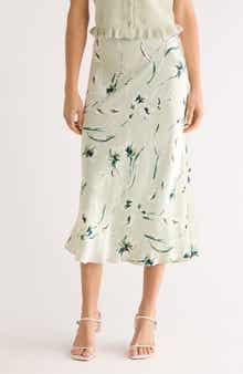 Anya Floral Satin Midi Skirt