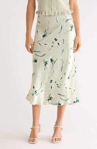 Anya Floral Satin Midi Skirt
