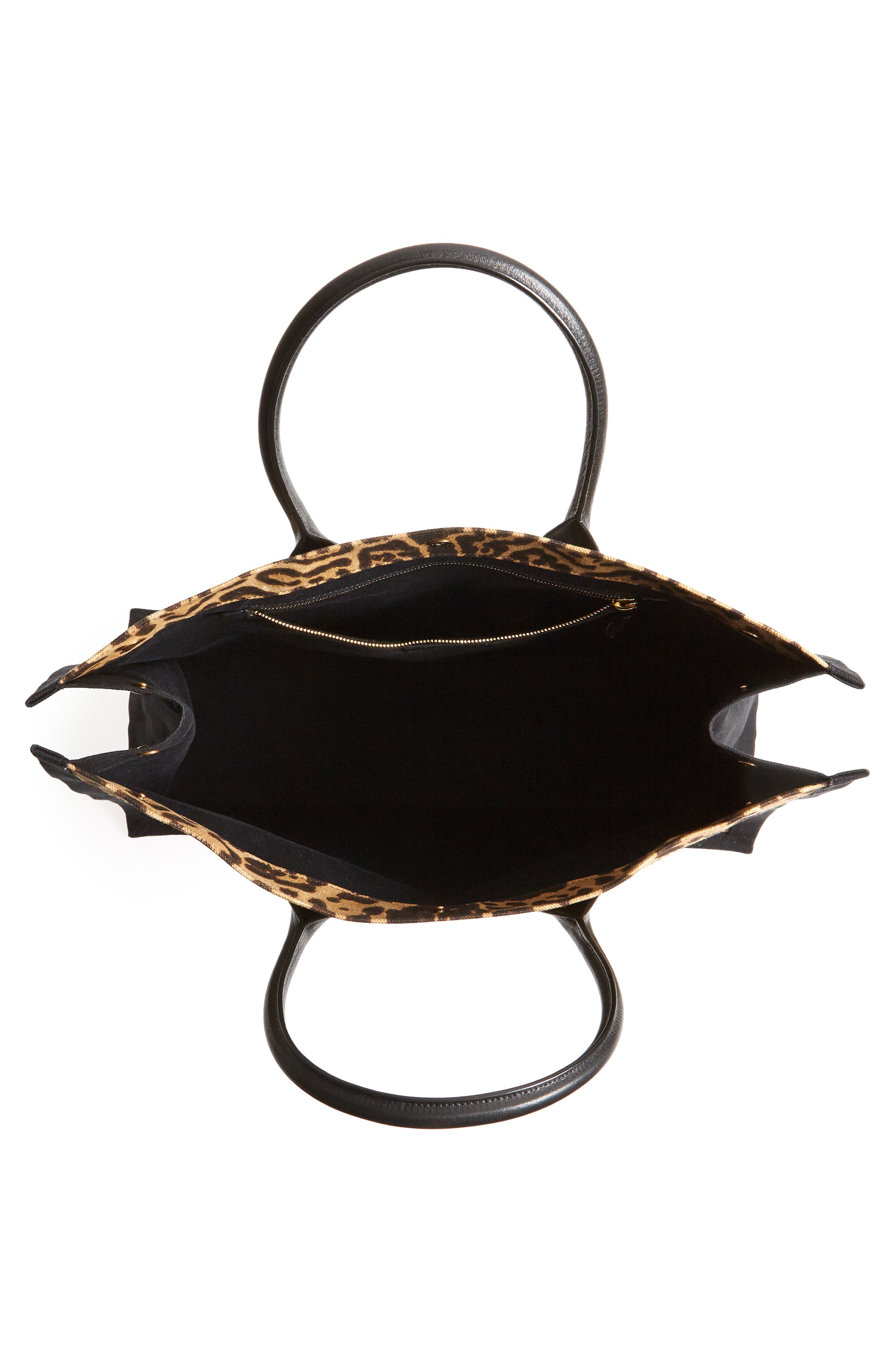 Saint Laurent Noe Leopard Canvas Tote, Alternate, color, 