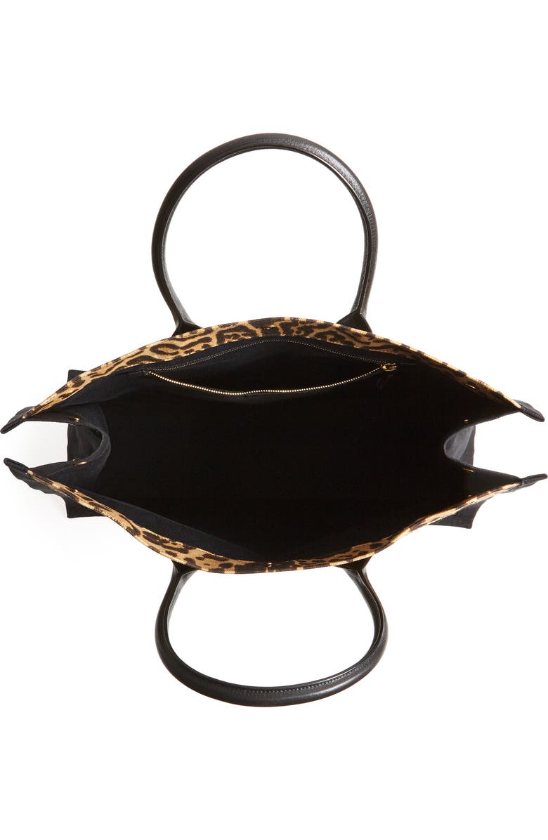 Saint Laurent Noe Leopard Canvas Tote, Alternate, color,