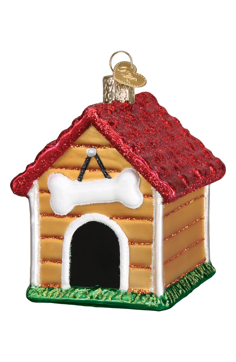 Old World Christmas Dog House Ornament, Main, color, Gold/Red