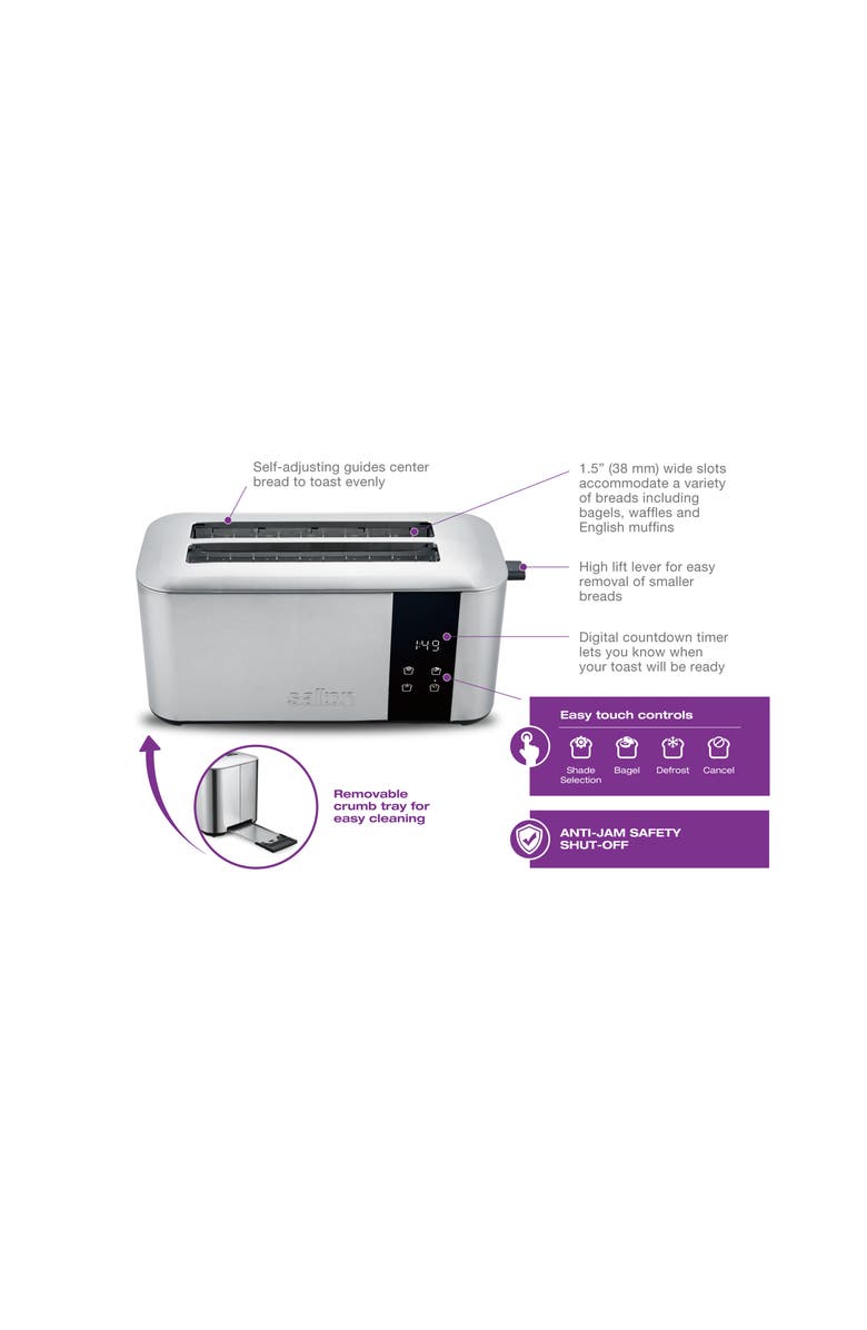Salton Stainless Steel Countdown Long Slot Toaster, Alternate, color, Silver