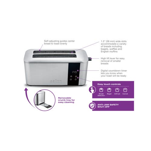 Salton Stainless Steel Countdown Long Slot Toaster In Silver